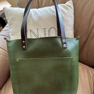 Video--Brand New Zippered Avocado Medium Portland Leather Tote